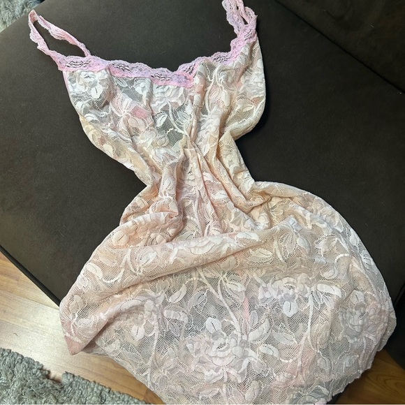 Victoria’s Secret vintage lace shirt nightgown in pink size large open back - Picture 1 of 12